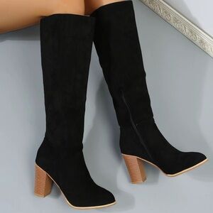 Black Knee-High heel Women's Boots